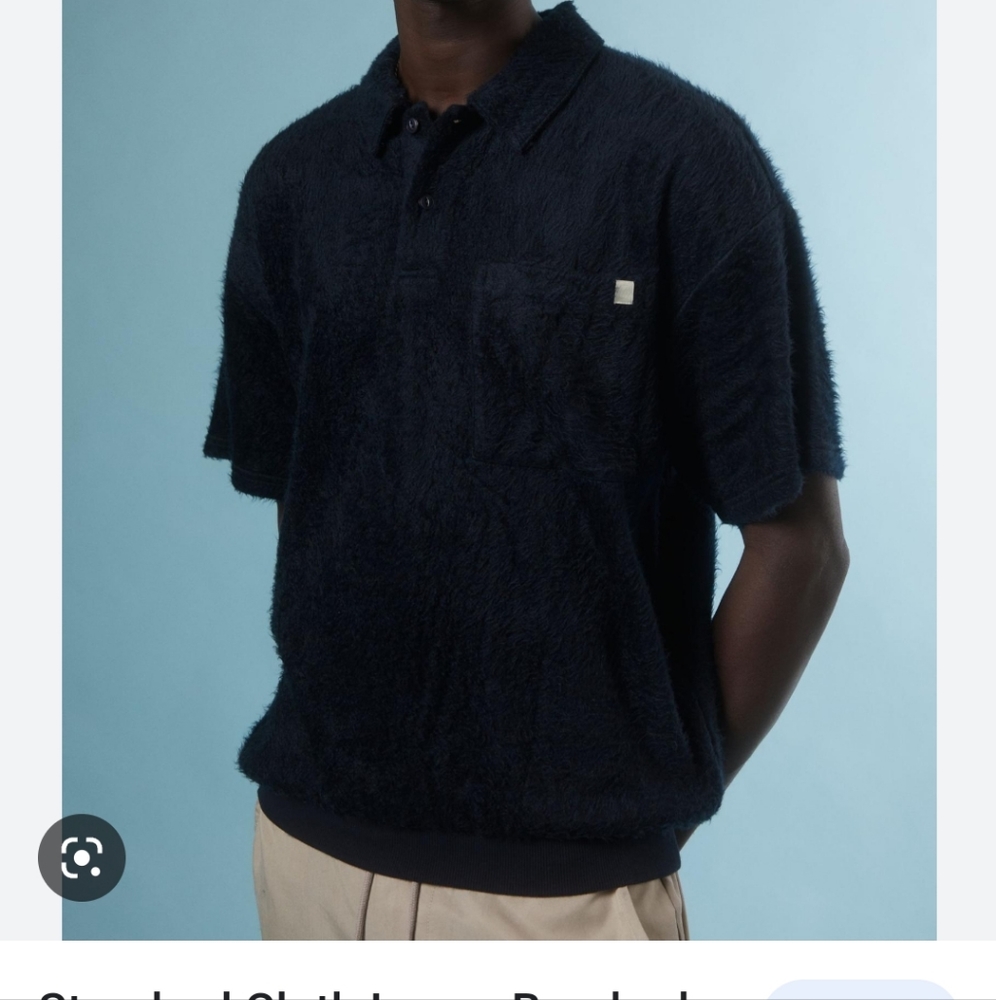 Urban Outfitters Lenox Brushed Navy Polo Sz L